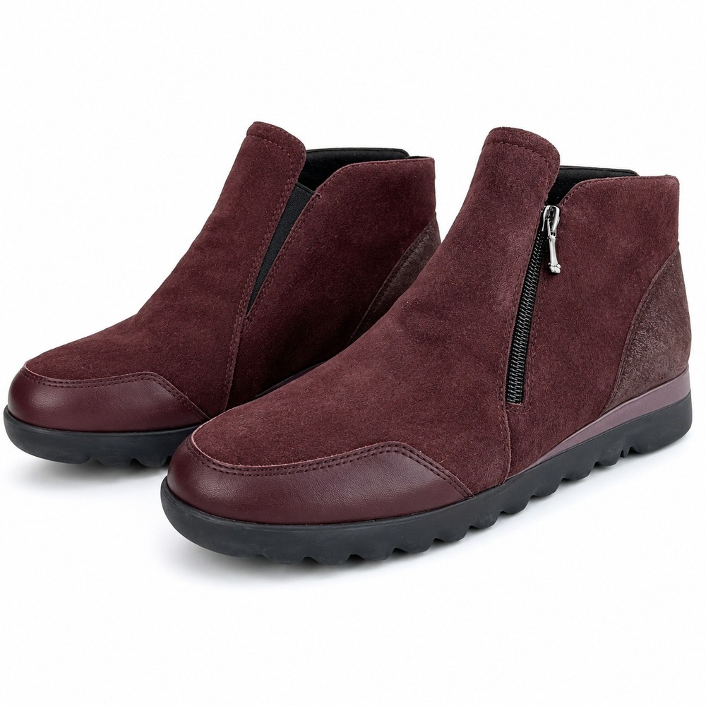 Munro Danika Burgundy Suede Leather Ankle Boots M731838 Women Size 10N Narrow